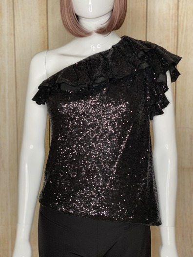 Lavatory One-Shoulder Sequinned Crepe Top